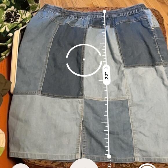 Vintage y2k Blair dark & light blue denim patchwork midi skirt - Picture 8 of 8